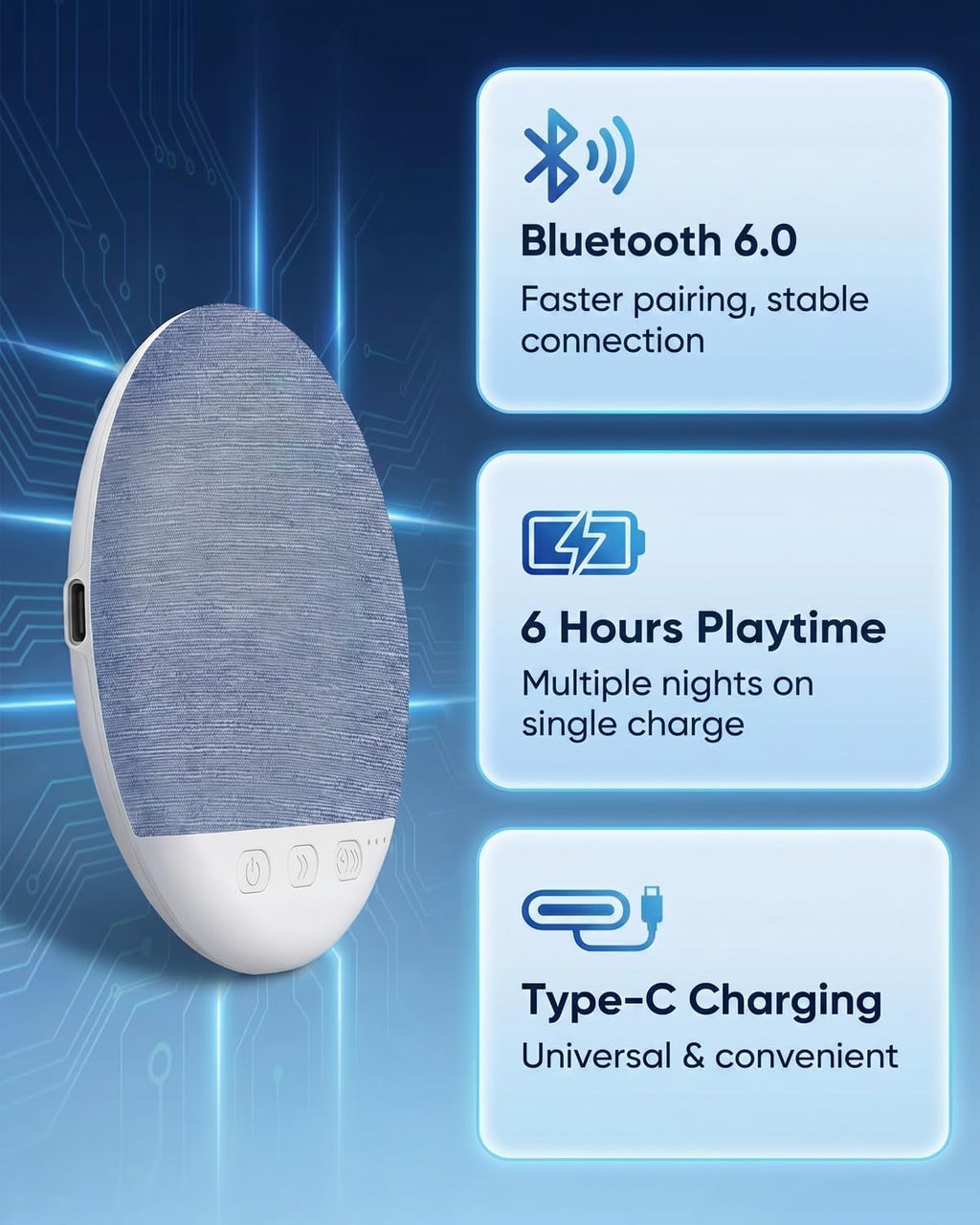Bluetooth Sleep Speaker with White Noise Machine and Timer