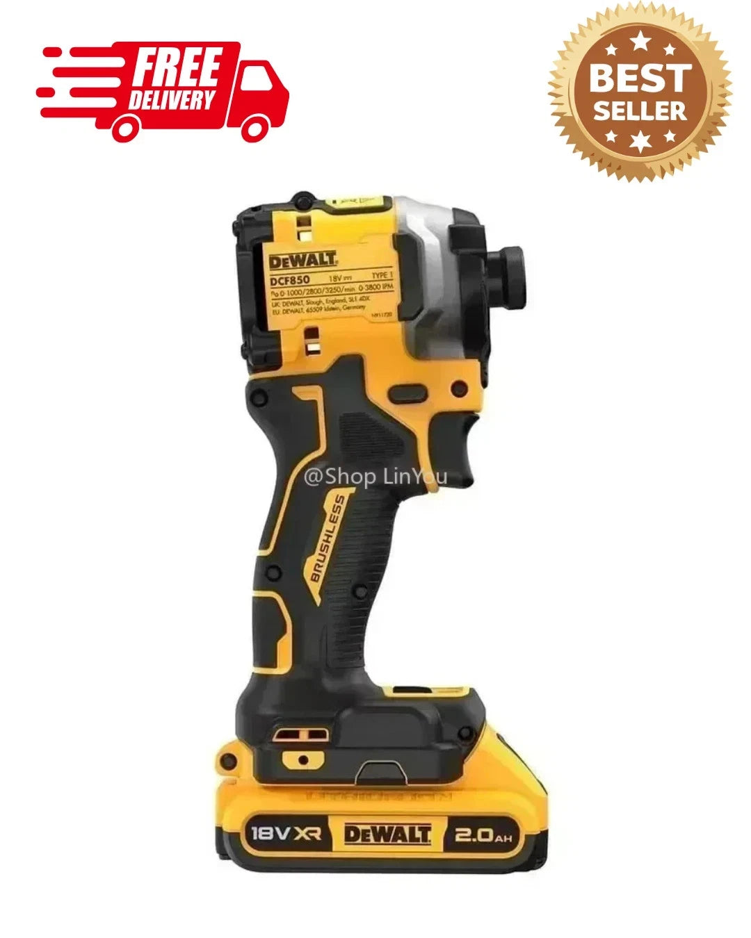 DEWALT DCF850B ATOMIC 20V MAX 1/4 inch Cordless Impact Driver (Tool Only) -...